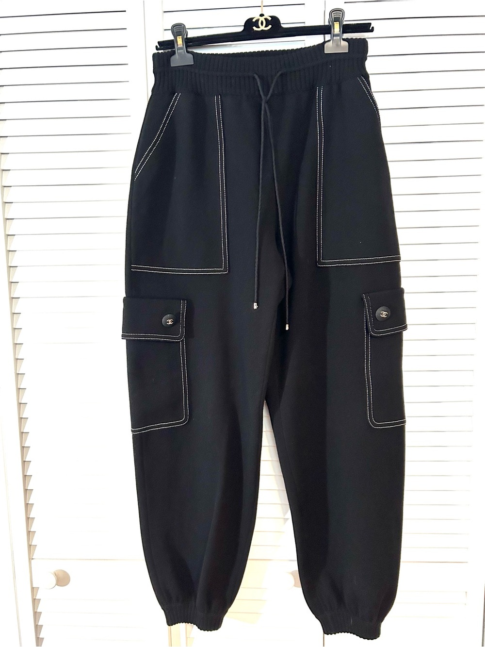 CHANEL Black Cargo Cashmere Trousers